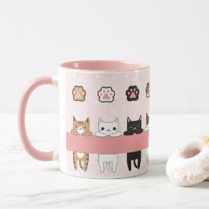 Flowers with pink kittens mug