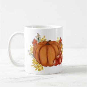 Flowers with Pumpkin and Apples. Thanksgiving Coffee Mug