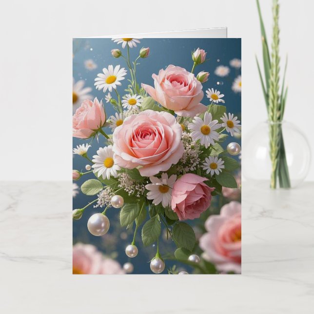 Flowers with timeless extravagant elegance foil greeting card (Front)