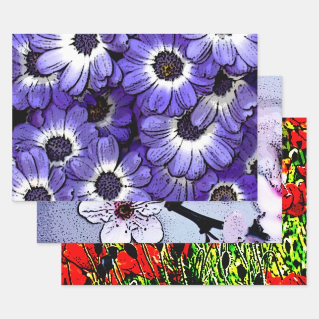 Flowers Wrapping Paper Sheet (Set)
