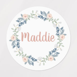 Flowers Wreath Custom Name Labels