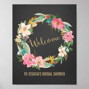 Flowers Wreath Welcome Poster Print