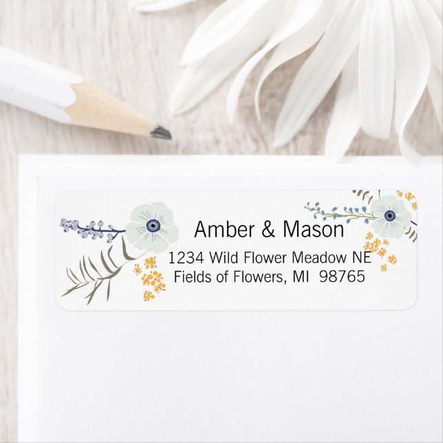 Flowers Yellow Blue Botanical Pattern (Insitu)