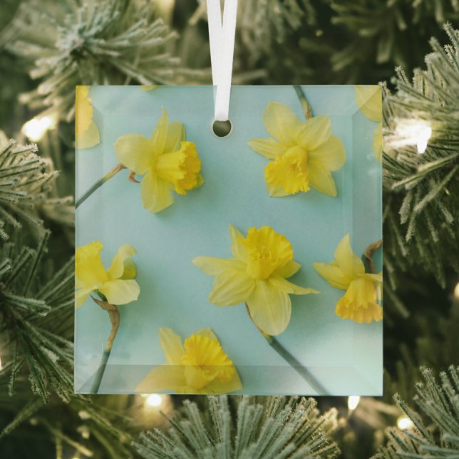 Flowers | Yellow Daffodils Glass Ornament (Insitu)