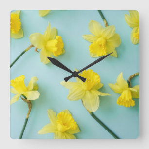 Flowers   Yellow Daffodils Square Wall Clock