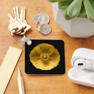 Flowers   Yellow Poppy Keychain
