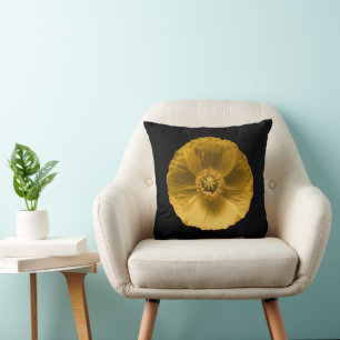 Flowers Yellow Poppy Throw Pillow
