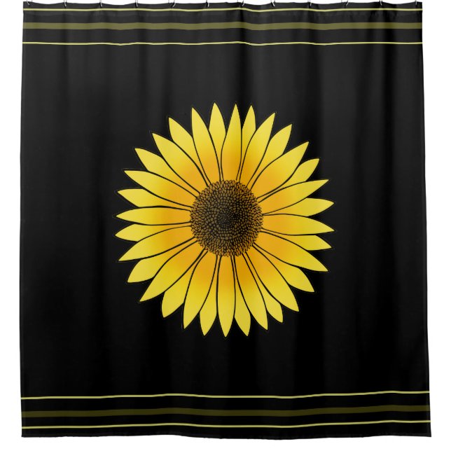Flowers Yellow Sunflower on Black Background (Front)