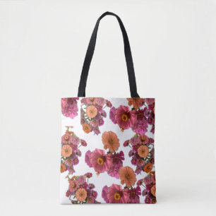 Flowers Zinnia Bouquet Maureen Girard Colourful Tote Bag