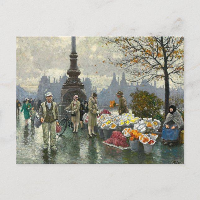 Flowersellers | Paul Fischer Postcard (Front)