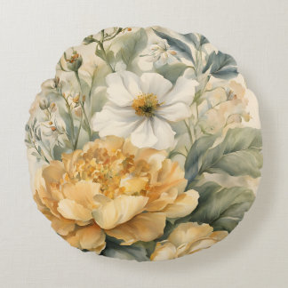 flowersin gardern round pillow