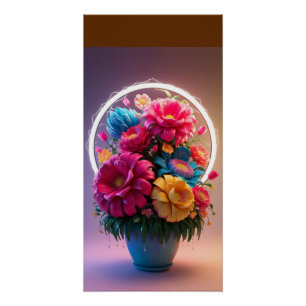 Flowervase with Multicolored Flowers  Poster
