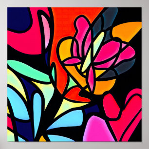 Flowery Abstract Neurographic Line Drawing Poster