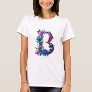 Flowery B – Elegant Floral Initial T-shirt for Wom