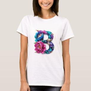 Flowery b – Elegant Floral Initial T-shirt for Wom