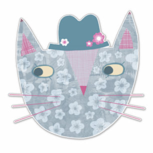 Flowery Blue Cat in a Flower Hat