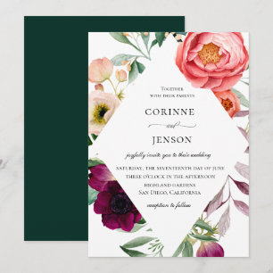 Flowery Bohemian Frame Wedding Invitation