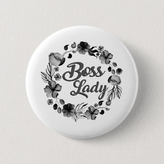 flowery boss lady design 2 inch round button