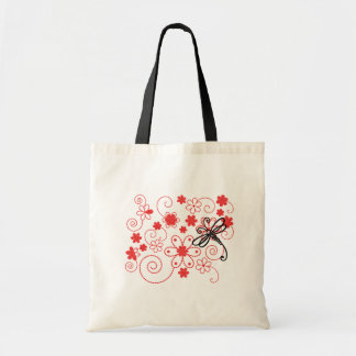 Flowery Dragonfly Art Tote Bag