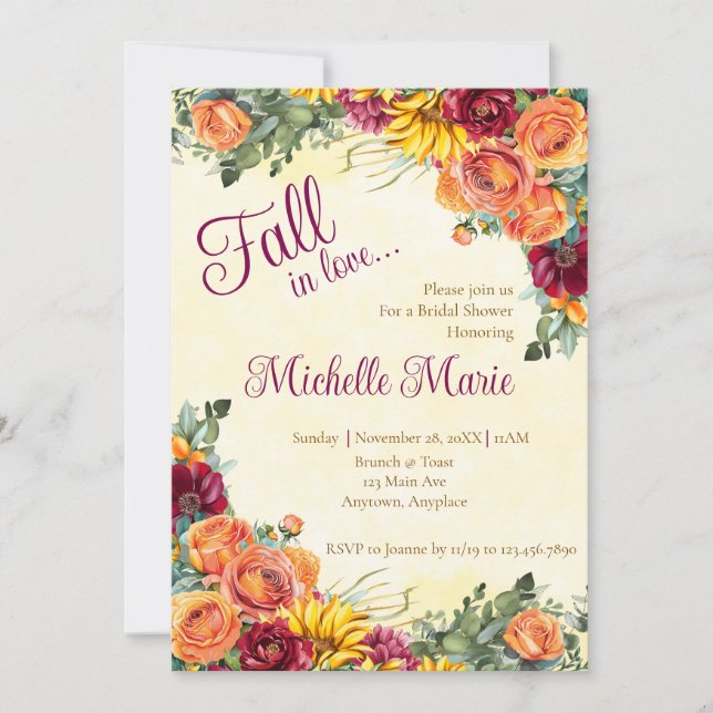 Flowery Fall Bridal Shower Invitation (Front)
