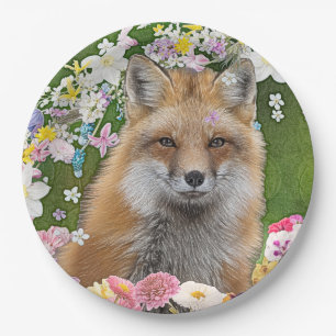 Flowery Fox Paper Plate