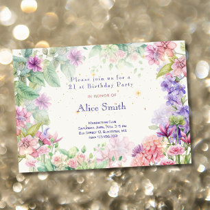 Flowery garden watercolor birthday invitation