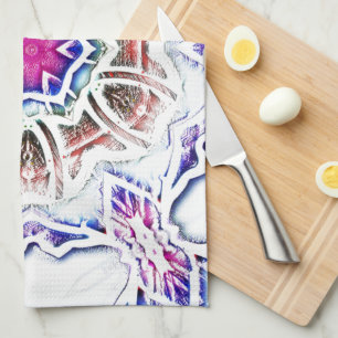 Flowery in plaster texture, soft shadow on white kitchen towel