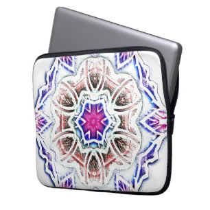 Flowery in plaster texture, soft shadow on  white  laptop sleeve