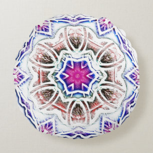 Flowery in plaster texture, soft shadow on  white  round pillow