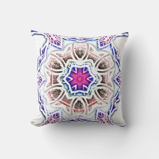 Flowery in plaster texture, soft shadow on  white throw pillow (Front)
