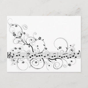 Flowery Music Postcard