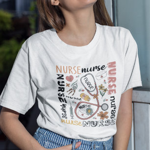 Flowery Nurse Things Stethoscope  T-Shirt