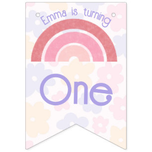 Flowery Rainbow Birthday Bunting Banner