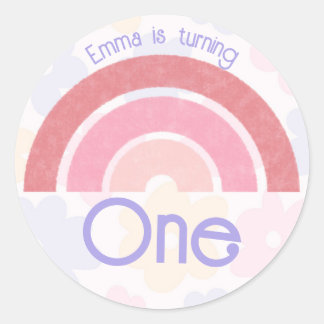 Flowery Rainbow Birthday Classic Round Sticker