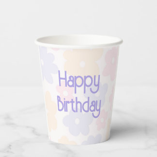 Flowery Rainbow Birthday Paper Cups