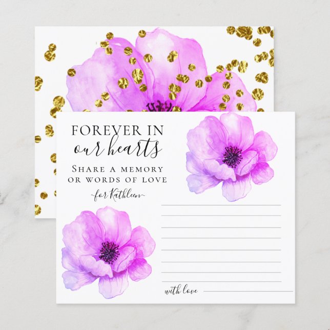 Flowery Share a Memory Funeral Attendance Card (Front/Back)