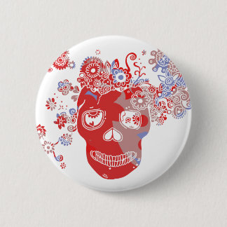 Flowery Skull Button