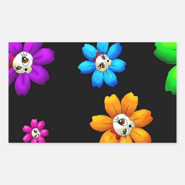 Flowery skulls sticker (Front)