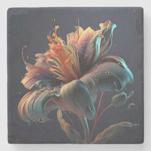 Flowery stone coaster