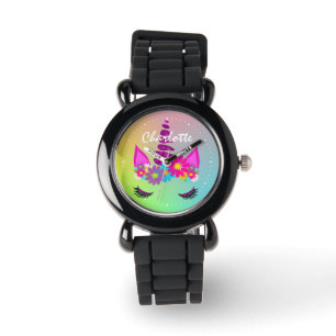 Flowery Unicorn Head Cute Girly  Personalized Watch