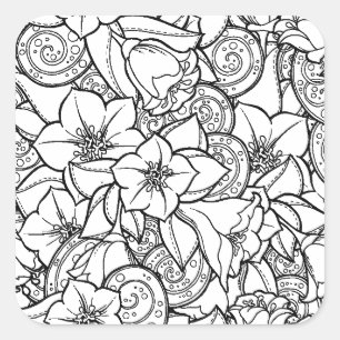 Flowery Zendoodle Square Sticker