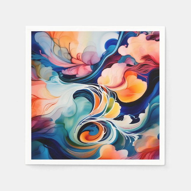 Flowing Abstract Alcohol Ink Napkin (Front)