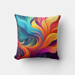 Flowing Abstract Colorful Art Design Throw Pillow