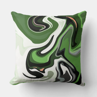Flowing Abstractions of Green Harmony Throw Pillow