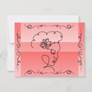 Flowing Beauty: Coral Line Art Blank Card