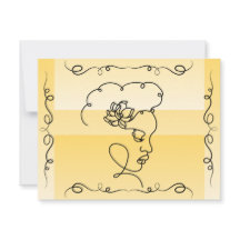 Flowing Beauty: Goldenrod Line Art Blank Card