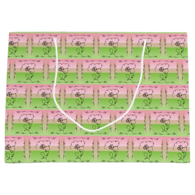 Flowing Beauty Peony Horizontal Gift Bag  (Front)