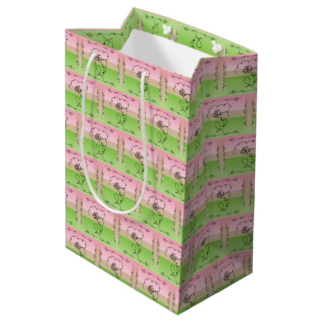Flowing Beauty Peony Vertical Gift Bag  (Back Angled)