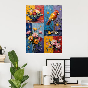 Flowing Bird and Blooms Poster