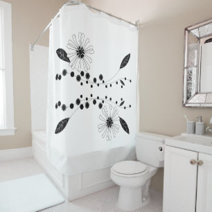 Flowing Black and White Floral Design